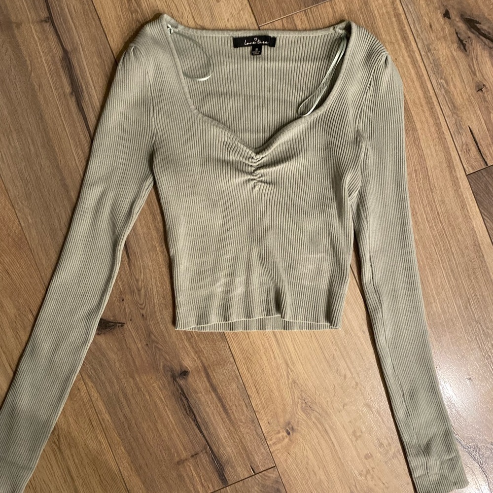 Sage green long sleeve top size small